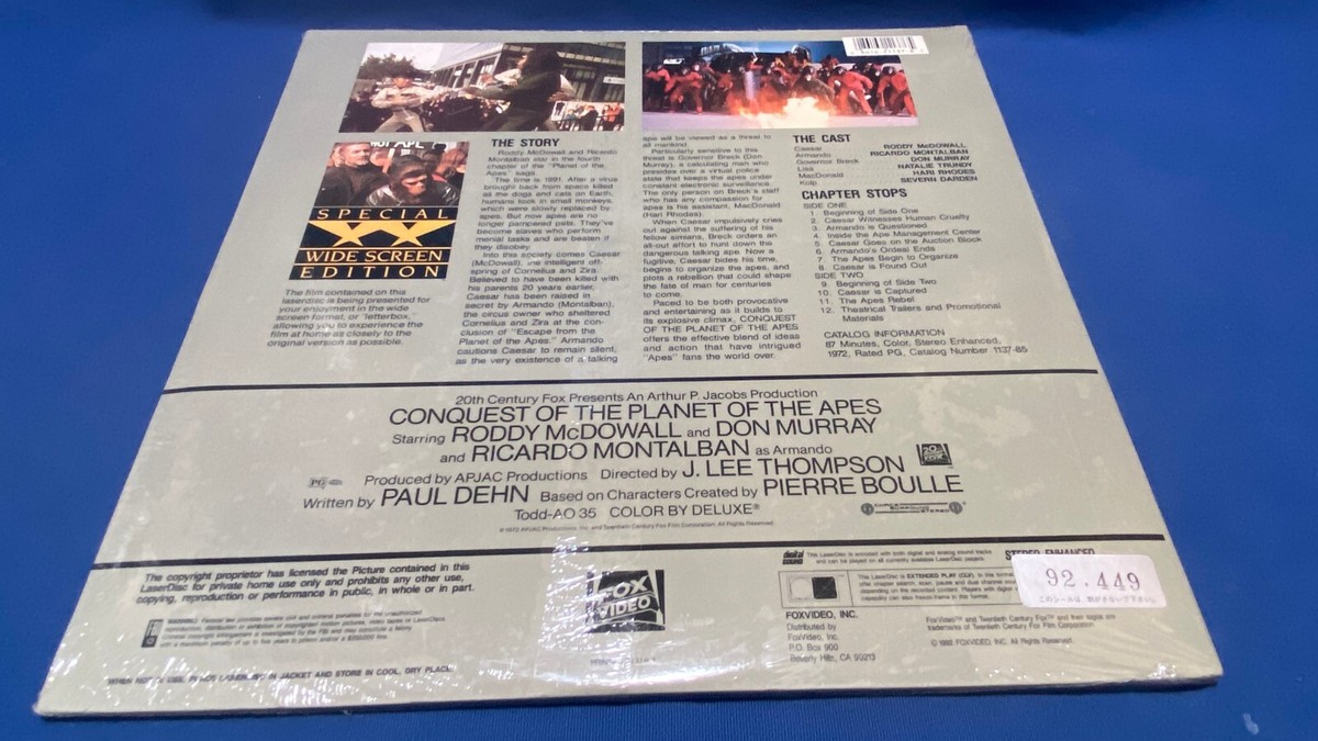 SEALED Conquest Of The Planet Of The Apes US LD Laserdisc