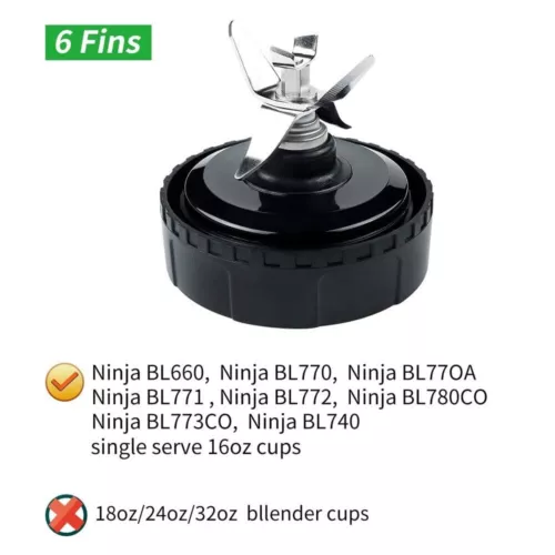 For Ninja 16oz Cup 3.35" 6fins Replacement Blender Blade BL660 BL770 BL773CO - Picture 4 of 8