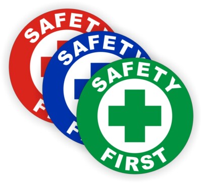 3pk Safety First Hard Hat Stickers Helmet Welding Decals Labels Badge -MLTI