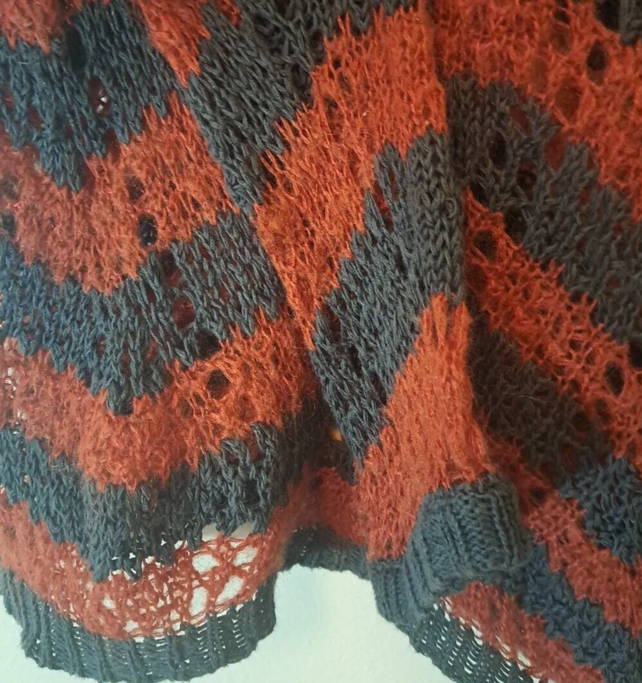 Cárdigan Anthropologie Ginebra Mujer Lino Mohair Mezcla Lana Gris Rojo XS Foto 2 de 4