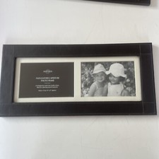 Inspired Faux Leather 2 Aperture 4x6 Photo Frame Wall Mounted Brown