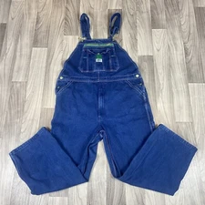 Liberty Apparel Mens Pockets Blue Carpenter Farm Denim Bib Overalls Jeans 40x30