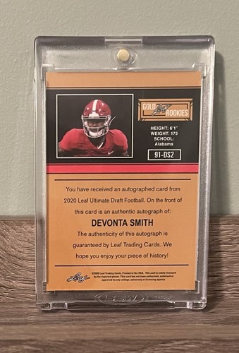 2020 Devonta Smith Ultimate Leaf Draft /25 Auto - Picture 2 of 2