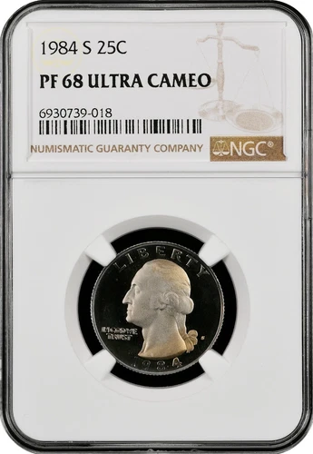 1984 S Proof Washington Quarter PF 68 ULTRA CAMEO by NGC