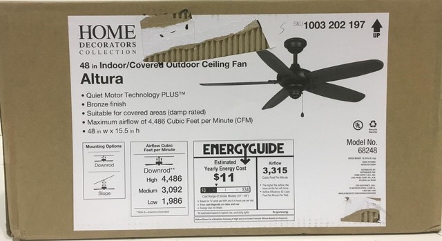 Indoor/outdoor Bronze Ceiling Fan 