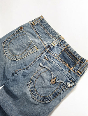 True Religion Damen Jeans Blau Denim Regular Low Rise Gr.29 W72 L70 USA