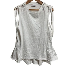 RED VALENTINO Shoulder Lace-Up Sleeveless Top, Size Small, White Women USED