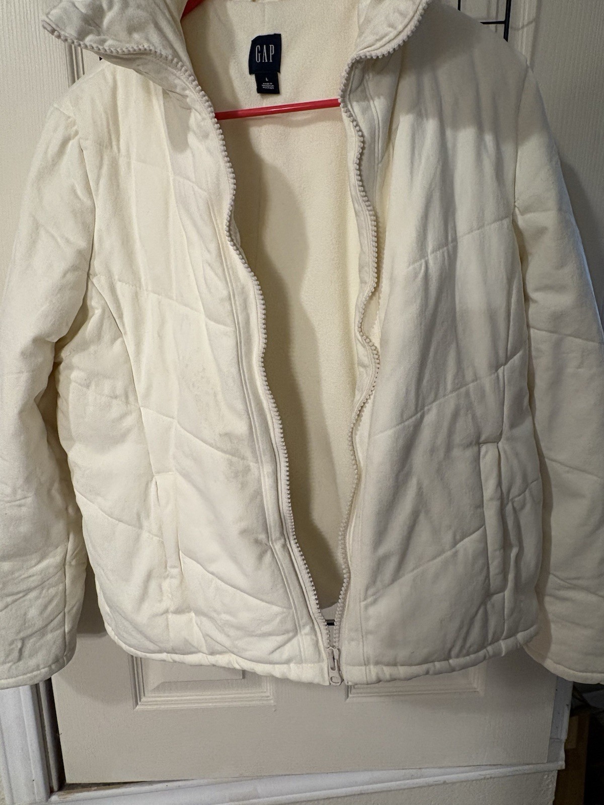 GAP Collared Ivory Zip Lined Jacket Pockets Short… - image 6