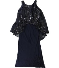 Ralph Lauren Womens Sequined Cold Shoulder Gown Dress, navy, 6