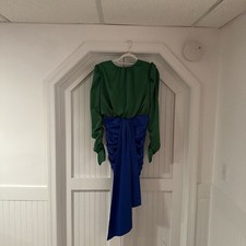 Nasty Gal Collection Green & Blue Ruched Dress – Size US 8 (UK 12 / EU 40)