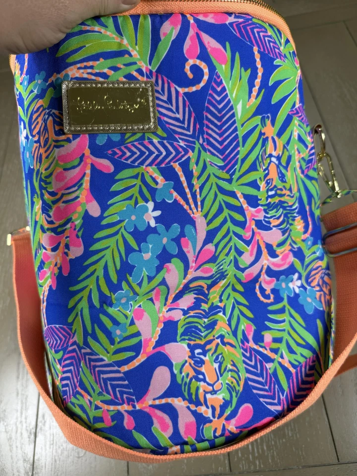Bolso de Almuerzo Lilly Pulitzer Aislado Refrigerador Estampado de Tigre Floral 13" de Alto Foto 4 de 4