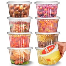 Stock Your Home 64 oz Plastic Deli Containers w/ Lids 8 Pack Half Gal Freezer