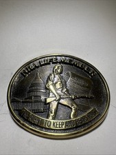 Vintage NRA Life Member Solid Brass Belt Buckle by Jadco Very Nice 