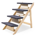 Folding Wooden Dog Ramp for High Bed with 4 Steps Pet Ramp Non-Slip Stair