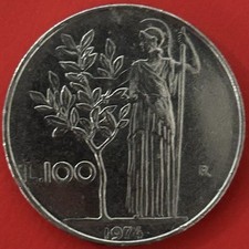 100 LIRE ( 1974 ) • Moneta Repubblica Italiana • Minerva • SPL