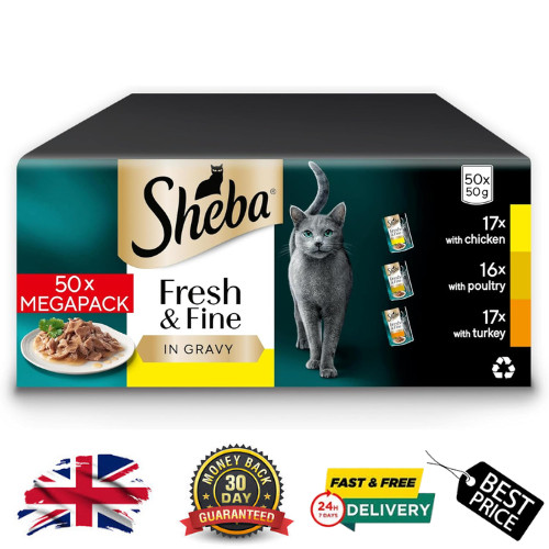 B&Q - 50 X 50G Fresh & Fine Adult Wet Cat Food Pouches Mixed Poultry In Gravy - Image 4