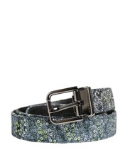 Dolce&Gabbana Men Multicolor Dress Belt Cotton Blend Sequin Strap Size 85cm 34"