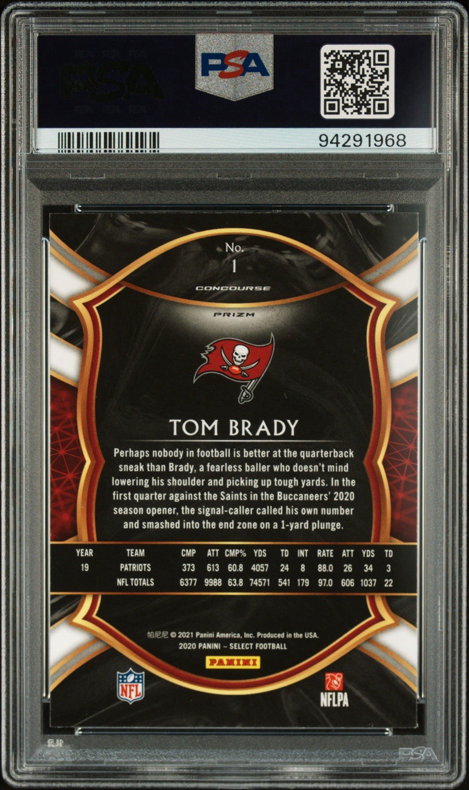 2020 Panini Select Tom Brady Silver Prizm #1 GEM MINT PSA 10 Patriots Bucs SP view 2