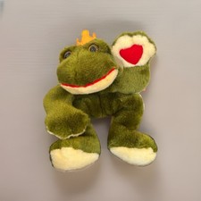 Russ Heart On Foot Green Frog Plush Stuffed Animal Crown prince W/Tag Valentine