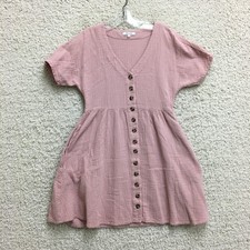 Madewell Dress 2XS Adult Pink Seersucker V Neck Shirtdress Mini A Line Women XXS