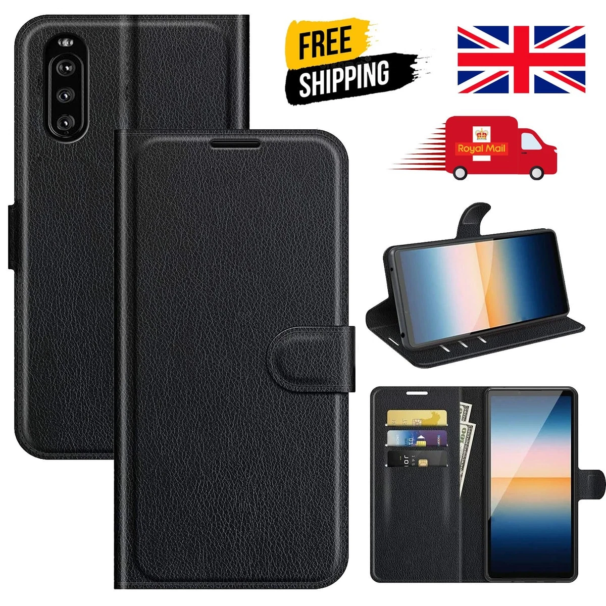 MojieRy - Custodia a portafoglio per Sony XPERIA XA2, in pelle sintetica di alta qualità, per XPERIA XA2, 2 scomparti per carte, portatile, colore: Marrone