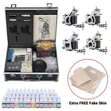 Tattoo Starter Kit 4 Machine Gun Power Supply Needle Tip 40 Color Ink Full Set