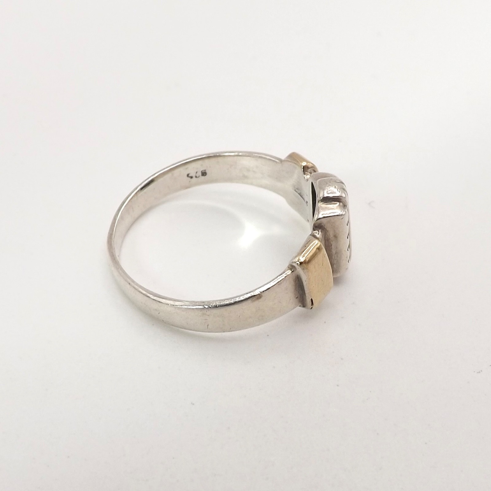 10k Solid Gold Sterling Silver Two Tone Ring Vint… - image 2