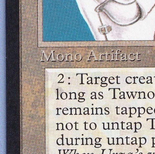 Tawnos's Weaponry Mtg MISPRINT. Activation cost symbol shadow shifted down - Imagen 2 de 4