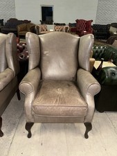 Laura Ashley Denbigh Tan Real Leather Wingback Chair 2 Available