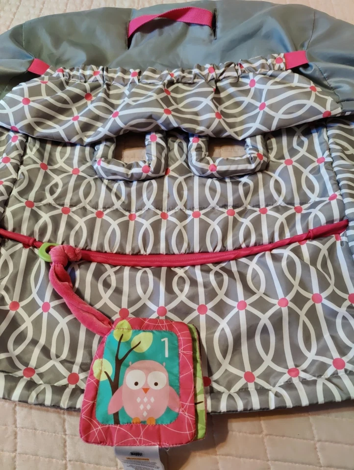 Carrito de Compras Bebé Boppy/Cubierta de Silla Alta Protección, Gris Blanco y Rosa, Búho Foto 3 de 4