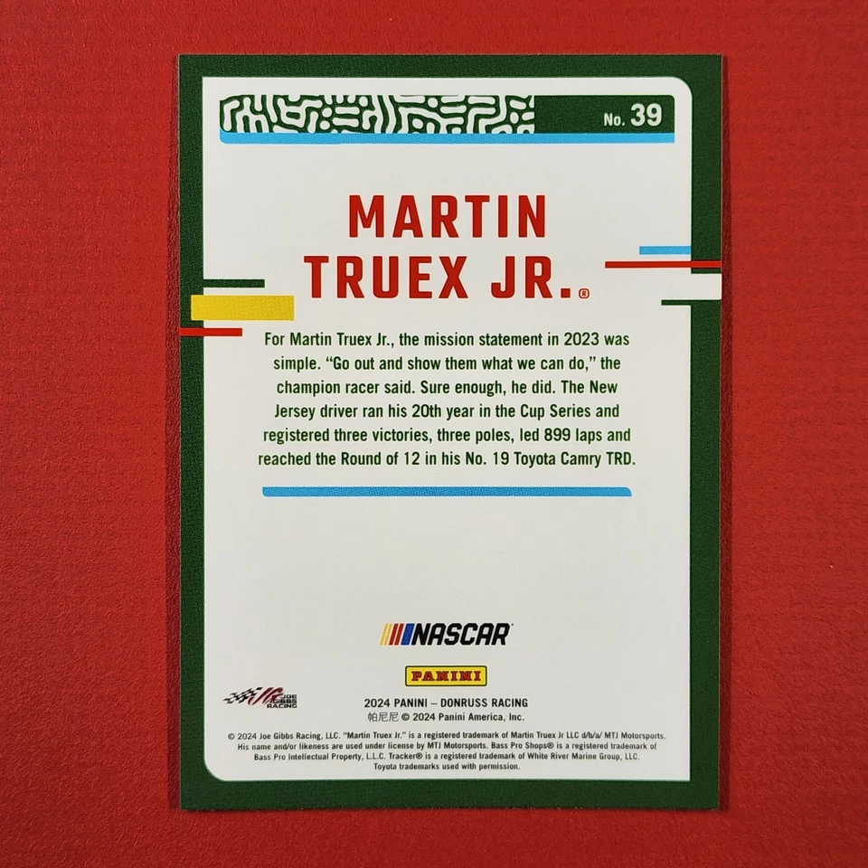 5-05-25 PWE . 2024 donruss nascar #39 martin truex jr. OPTIC CHROME - Image 2 of 2