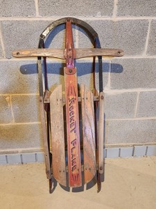 Rocket Plane Wooden & Metal Sled (Vintage, Antique, 1950s)