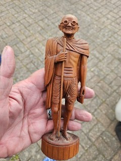 Vintage Carved Wooden Statue Of Mahatma Gandi