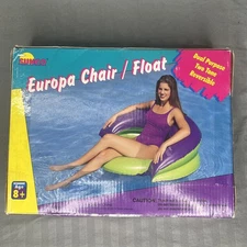 Vtg 1996 Sunco Pool Water Float Europa Chair Lounge 59x50 “ 2 Tone Purple Green