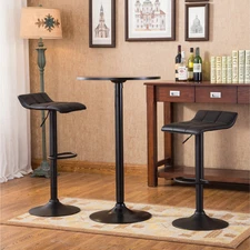 Roundhill Furniture Belham Black Metal Bar Table and Black