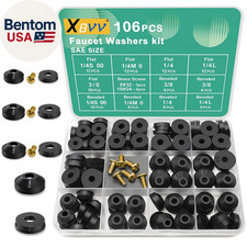 106 PCS Faucet Washer Assortment Kit with Assorted Flat and Beveled Rubber Washe