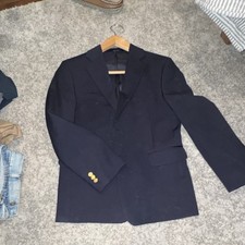 Lord  Taylor Boys Navy Pant Suit Jacket Notch Lapel Single-Breasted Two-Button