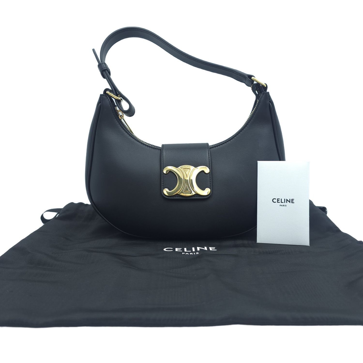 Celine Triomphe Ava Medium Cap Shoulder Bag Black 114493 157776153 [U]