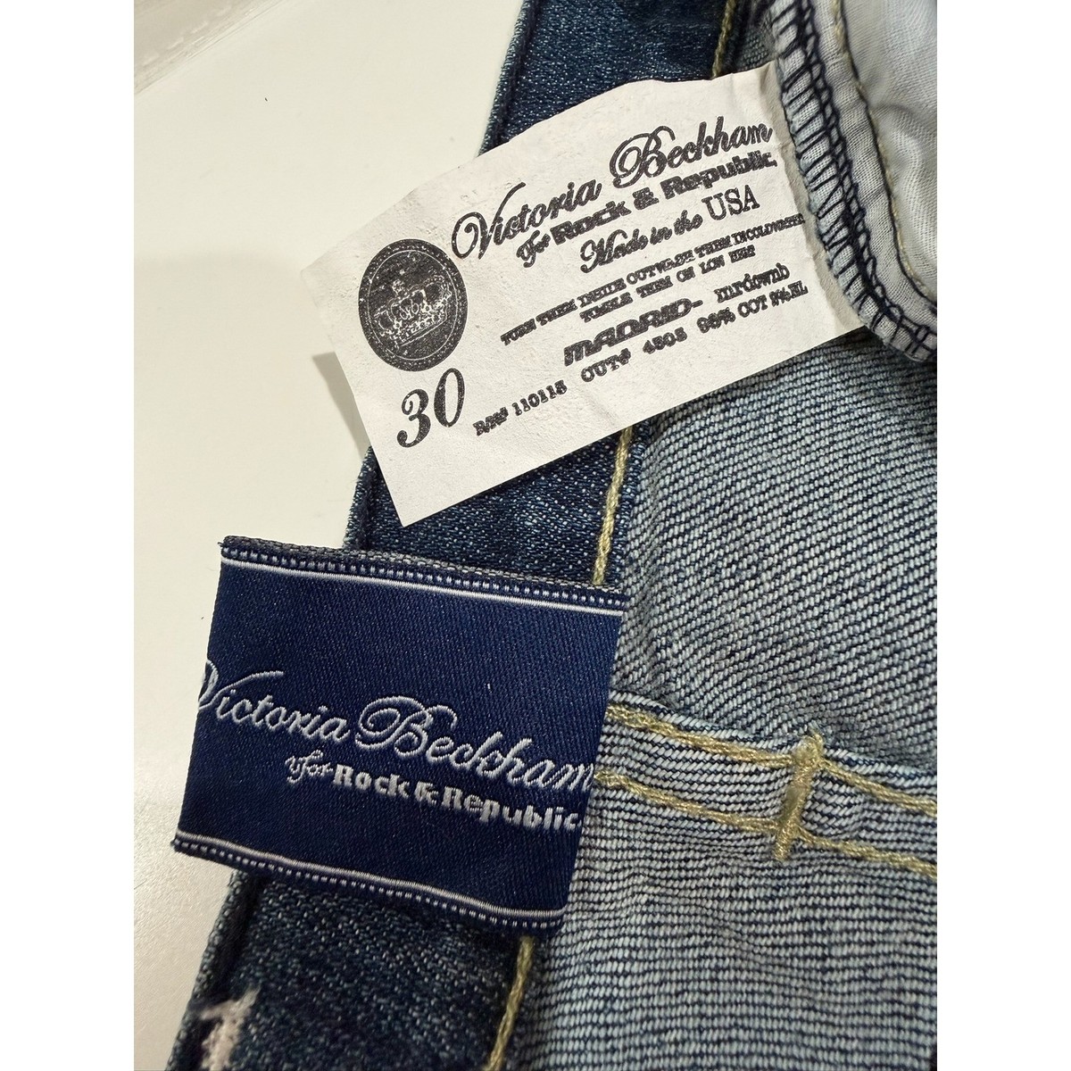 Victoria Beckham クラウン刺繍 デニムパンツ Victoria Beckham Rock & Republic Madrid Crown Jeans Blue Bootcut
