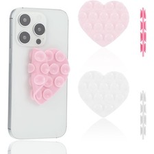Heart Suction Cup Phone Grip 2-Pack Silicone Double Sided Suction Phone Case