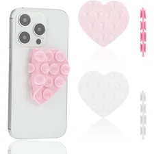 Heart Suction Cup Phone Grip 2-Pack Silicone Double Sided Suction Phone Case