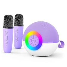 goopow Mini Karaoke Machine Speaker for Kids Adults, Portable Purple-2Mic