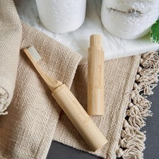 Bamboo Travel Toothbrush with Natural Bristles  Compostable  Eco Friendly
