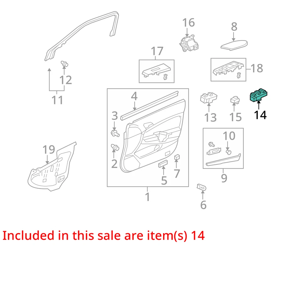 Interruptor de puerta delantero 10 11 12 13 14 15 HONDA CROSSTOUR Foto 2 de 3
