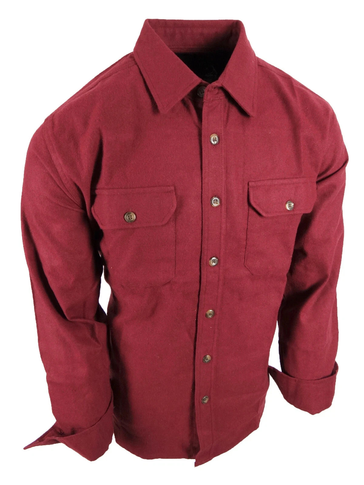 Chamois Shirt Mens Flannel Thick Rugged Work Stretch Button Pocket True Fit