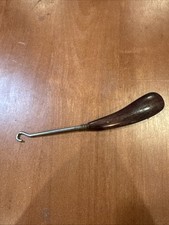 Antique J.L. Sommer Wood Steel Shoe Button Hook Flat Handle Design 1920s
