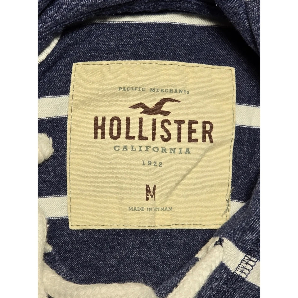 Hollister Калифорнии в полоску толстовка с капюшоном длинным рукавом рубашка Топ, размер M Y2K куртка - Изображение 3 из 4