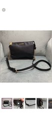 Steve Madden Black Shoulder Bag Gold Chain Strap Zip Logo Adjustable Medium