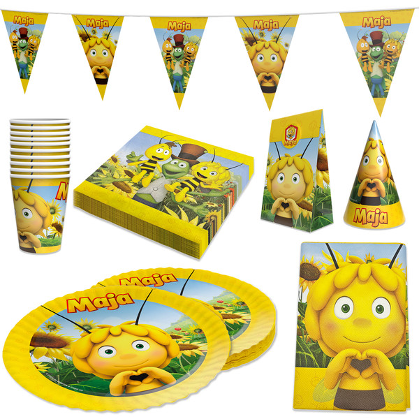 Biene Maja 58-Tlg. Party Set – Deko Mit HüTen Wimpel Tischdecke GeschenktüTen-image