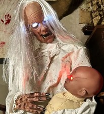 Animatronico animado rocking gravey granny utilería de halloween